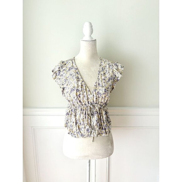 Wild Fable Floral V Neck Button Detail Blouse Medium - Picture 2 of 6